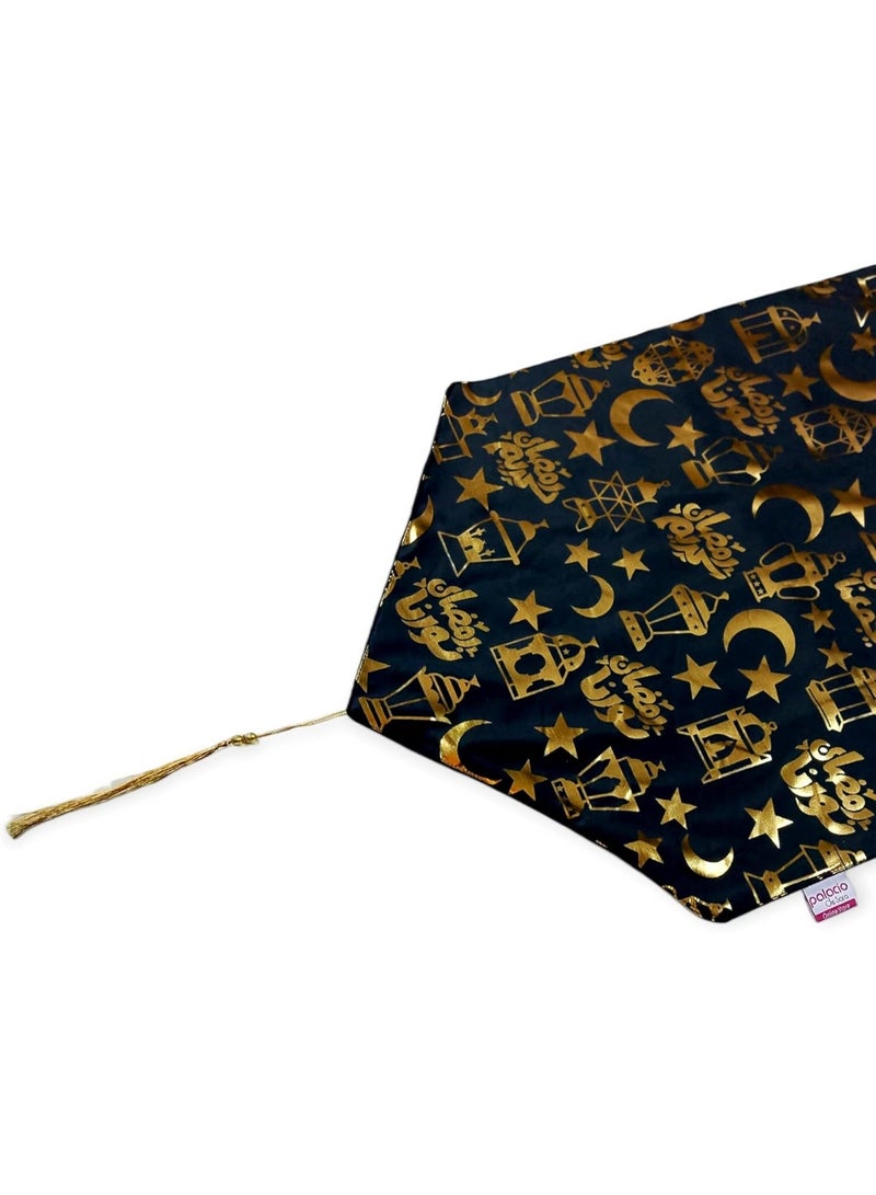 وسادة فاخرة من الكتان الذهبي بتصميم جلدي معكوس، مقاس 45×45 سم، وسادة مربعة مزخرفة لتزيين الأريكة، بنمط رمضاني أنيق، لمسة مصرية عصرية. - Image 3